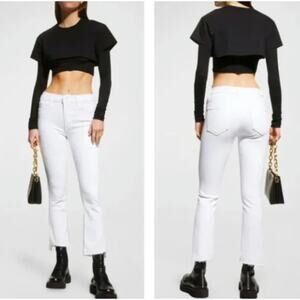 Mother Jeans The Insider Crop Step Fray in Fairest of Them All‎ Women 29 White